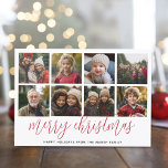 Cartão De Festividades 8 Colagem de Fotos - Feliz Padrão Vermelho Natal<br><div class="desc">Use oito fotos quadradas e faça uma saudação de Natal alegre e exclusiva com um padrão simples nas costas. Se precisar mover alguma coisa,  clique no botão personalizar para fazer alterações.</div>