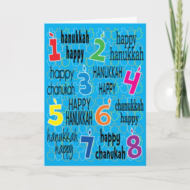 Cartão De Festividades "8 Nights of Hanukkah" Greeting Card w Envelope (Frente)