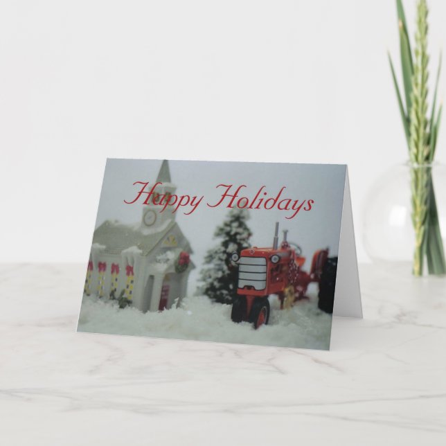Cartão De Festividades 8 toy tractors at christmas (Frente)