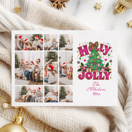 Cartão De Festividades 9 Brilho de Foto Leopardo Arco Holly Jolly
