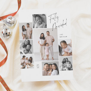 Cartão De Festividades 9 Colagem de Fotos Feliz Navidad Natal Espanhol