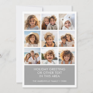 Cartão De Festividades 9 Colagem de Fotos Minimalista com Caixa de Texto