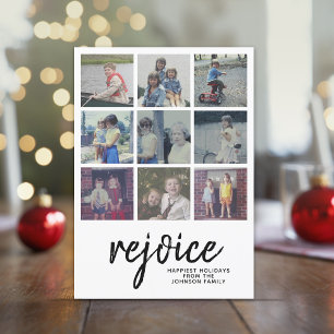 Cartão De Festividades 9 Foto Alegria Design Minimalista Roteiro de Natal