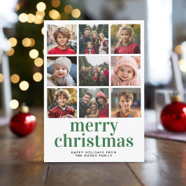 Cartão De Festividades 9 Foto Colagem Feliz Natal xadrez vermelha verde