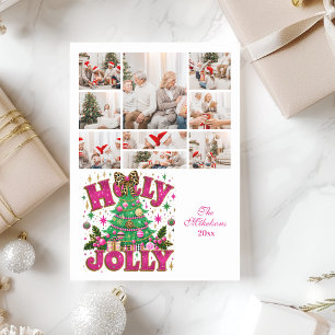 Cartão De Festividades 9 Foto Glitter Leopard Arco Holly Jolly