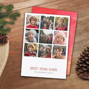 Cartão De Festividades 9 Foto Melhor Ano de Sempre HYN Natal Minimal verm