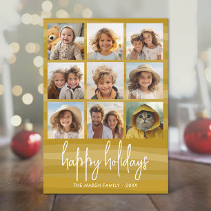 Cartão De Festividades 9 Foto Orgânico Dourado - Natal Feliz