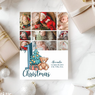 Cartão De Festividades 9 Foto Ursinho Azul Bebê 1 rua Natal