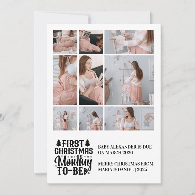Cartão De Festividades 9 Mamãe fotográfica para estar grávida de Natal (Frente)