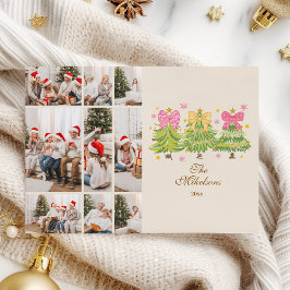 Cartão De Festividades 9 Photo Bright Ribbon Trees Holiday Family
