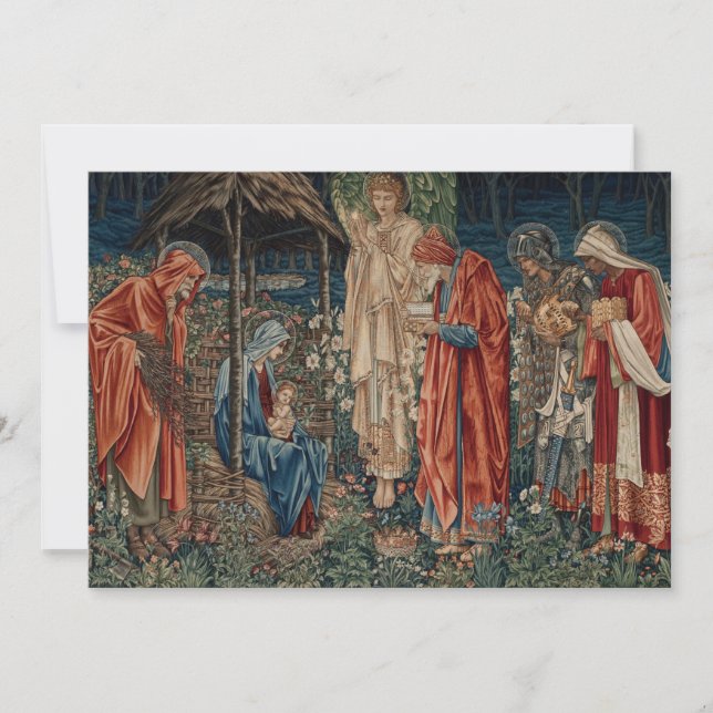 Cartão De Festividades A Adoração dos Magos por Edward Burne-Jones (Frente)