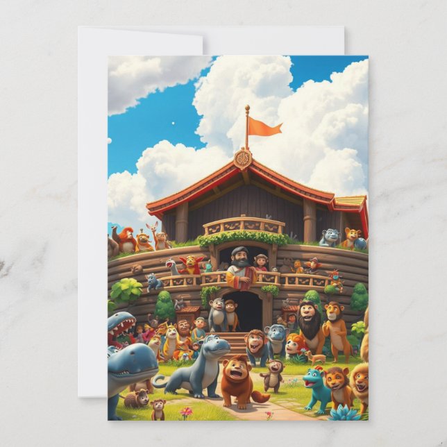 Cartão De Festividades A Arca de Alegria de Noah (Frente)