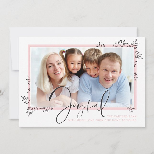 Cartão De Festividades A arte elegante de linhagem FOTO HOLIDAY deixa ros (Frente)