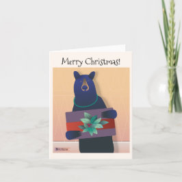 Cartão De Festividades 💕 A bear holds a holiday gift - ©️TrForsman