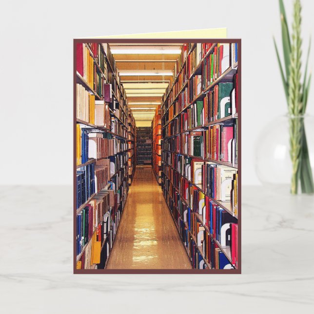 Cartão De Festividades A biblioteca tempera cumprimentos (Frente)