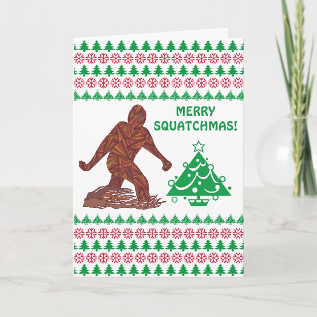 Cartão De Festividades A Bigfoot Walking Sasquatch Merry Squatchmas Funny (Frente)