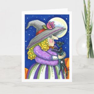 CARTÃO DE FESTIVIDADES A BRISTA É PEQUENA COM O COZINHO, O BEIJO DE GATO 