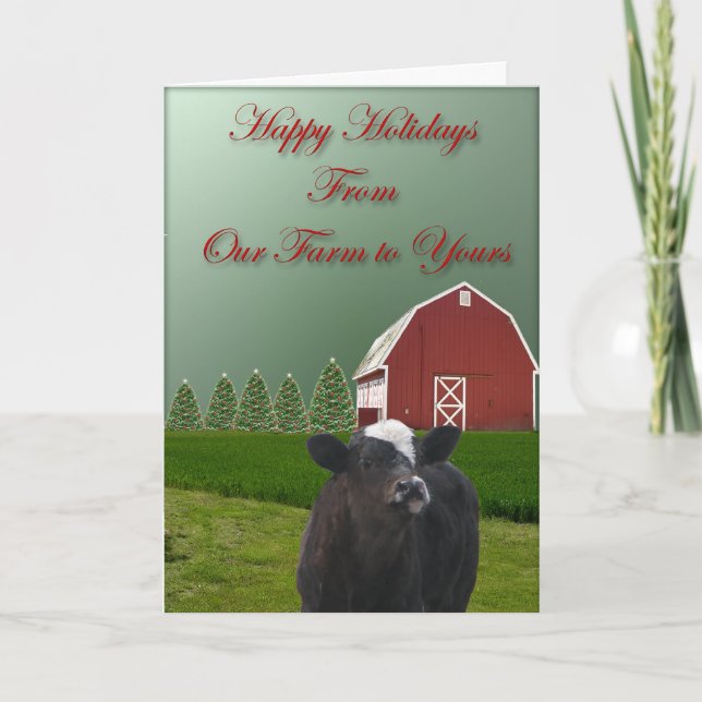 Cartão De Festividades A Calf's Happy Holiday Christmas Card (Frente)