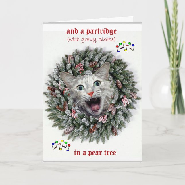 Cartão De Festividades A cat's Twelve days of Christmas (Frente)