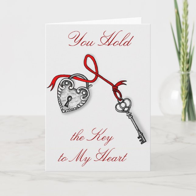Cartão De Festividades A chave do meu coração (Frente)