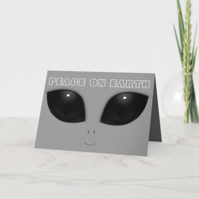Cartão De Festividades A Cinza-Alienígena Eyes o Natal engraçado (Frente)