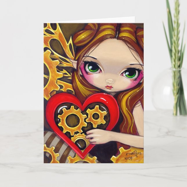 Cartão De Festividades "A Clockwork Valentine" Greeting Card (Frente)