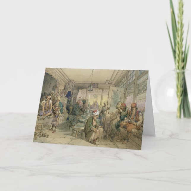 Cartão De Festividades A Coffee House, Constantinople, 1854 (pen & ink & (Frente)