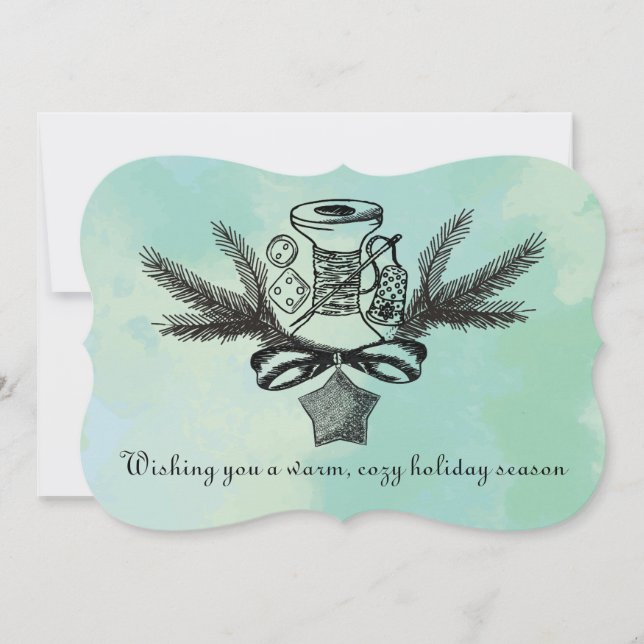 Cartão De Festividades A costura de noções encaixa o Natal feito à mão co (Frente)