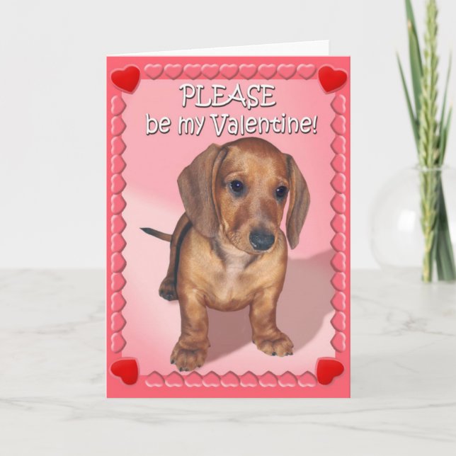 Cartão De Festividades A Dachshund Puppy's Wish for Valentines Day (Frente)