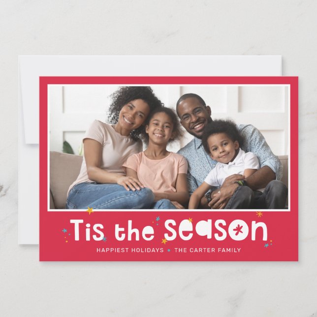 Cartão De Festividades A diversão de HOLIDAY PHOTO brilha na estação verm (Frente)