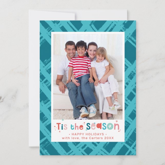Cartão De Festividades A família FOTO CHRISTMAS é a citação da temporada (Frente)