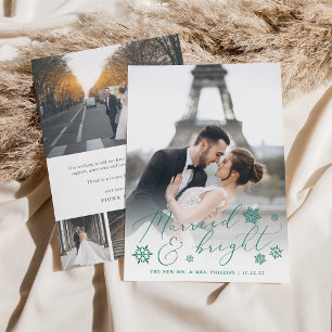 Cartão De Festividades A foto   Wedding casada & brilhante & agradece-lhe