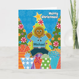Cartão De Festividades A Gingerbread Boy for Christmas Add a Name