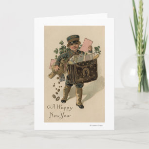 Cartão De Festividades A Happy New YearIrish Mail Boy