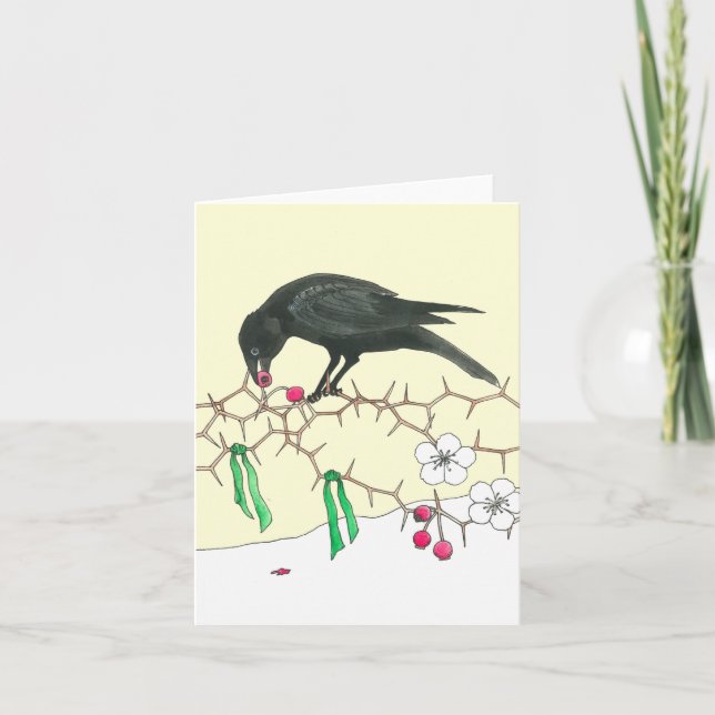 Cartão De Festividades A Holiday Crow Notecard (Frente)