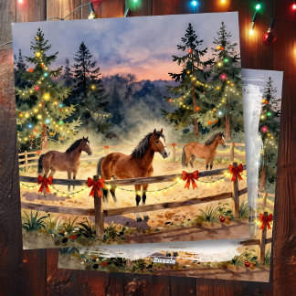 Cartão De Festividades A Horse Ranch Country Christmas