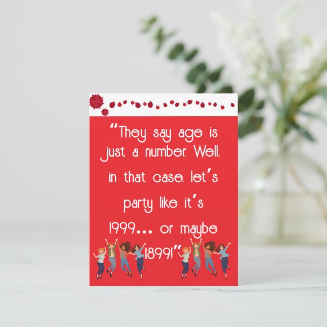 Cartão De Festividades A idade é apenas um número (Em pé/Frente)