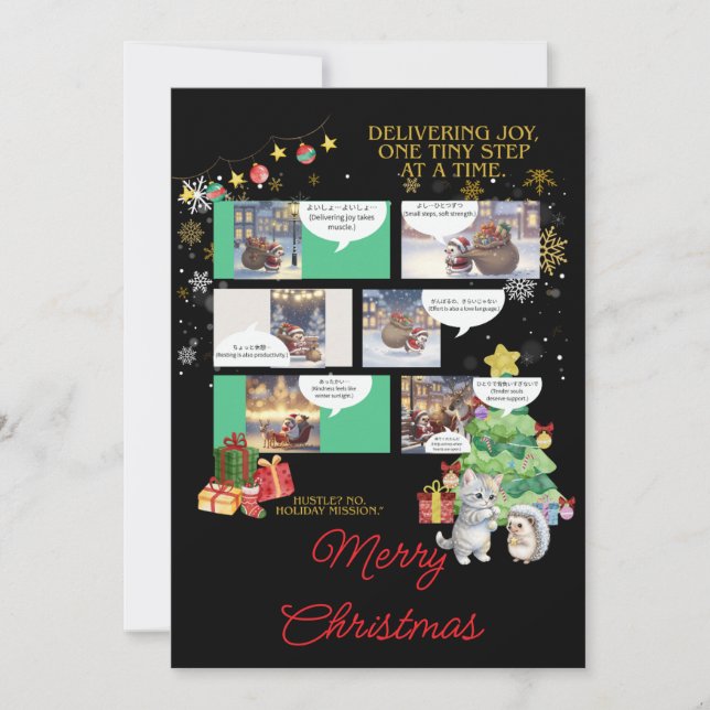 Cartão De Festividades A Kawaii Winter Tale Cozy Hedgehog (Frente)