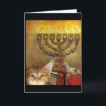 Cartão De Festividades A kitten and a Menorah<br><div class="desc">Our kitten loves the candle light!</div>