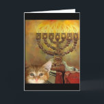 Cartão De Festividades A kitten and a Menorah<br><div class="desc">Our kitten loves the candle light!</div>