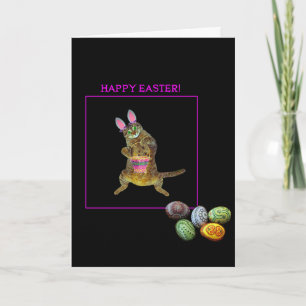 Cartão De Festividades A kitty with bunny ears