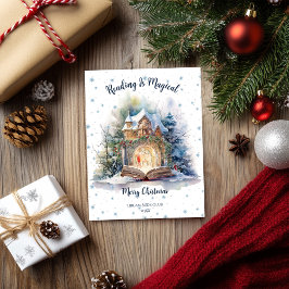 Cartão De Festividades A Leitura é um Floco de Neve Mágico Design