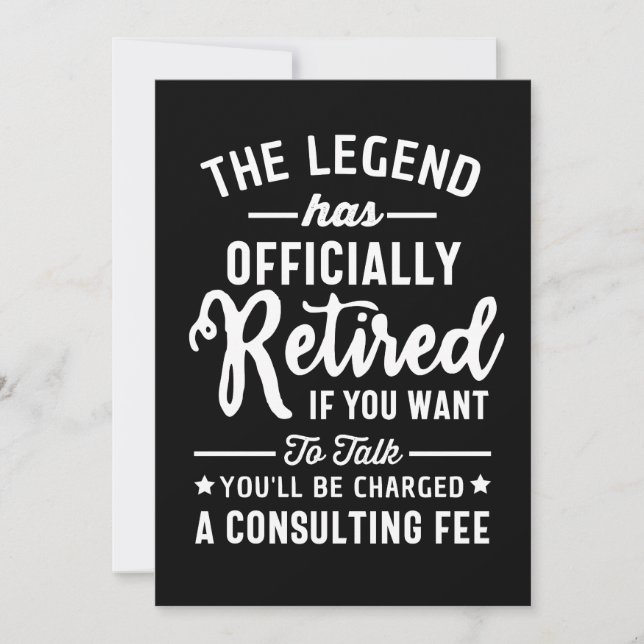Cartão De Festividades A Lenda Se Aposentou Oficialmente Se Quiser (Frente)