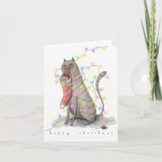 Cartão De Festividades a lovely kitten in a stocking Christmas card