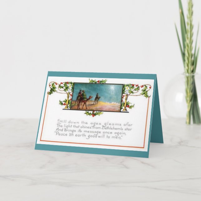 Cartão De Festividades A luz que brilha da estrela de Belém (Frente)