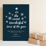 Cartão De Festividades A mais maravilhosa época do ano do Blue Script Non<br><div class="desc">Cartão de Feriado Não Fotográfico do Script Azul do Ano Mais Maravilhoso. Envie cartões de natal personalizáveis e personalizados a amigos,  colegas e familiares em cartões de estilo simples,  chic,  elegantes e modernos de design fotofestivo,  minimalista natural! Abaixo,  a caligrafia apresenta sua mensagem de saudação personalizada na tipografia moderna.</div>