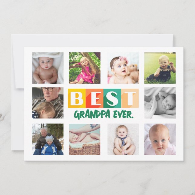 Cartão De Festividades A melhor colagem de fotos do GRANDPA personalizada (Frente)