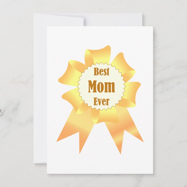 Cartão De Festividades A melhor mãe sempre ganhadora do Ouro, fita prêmio (Frente)