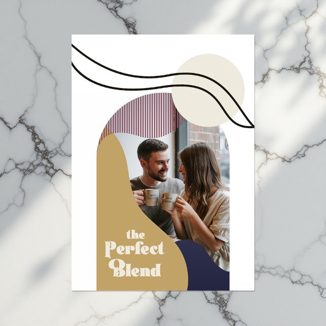 Cartão De Festividades "A Mistura Perfeita" Casamento Geométrico Moderno  ("The Perfect Blend" Modern Geometric Boho Wedding Holiday Card)