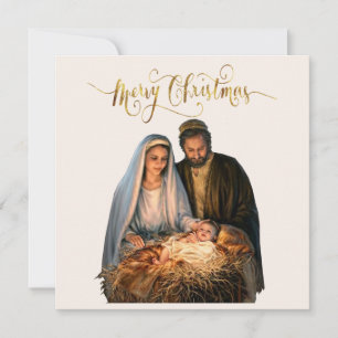 Cartão De Festividades A Natividade com Maria, José e Jesus bebê